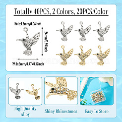 40Pcs 2 Colors Alloy & Crystal Rhinestone Pendants&nbsp;FIND-TA0010-68