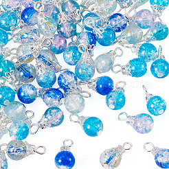 70Pcs 7 Colors Crackle Glass Pendants&nbsp;PALLOY-TADJ00019