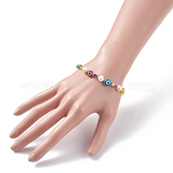 Natural Pearl and Evil Eye Jewelry Set with Bear Pendant&nbsp;SJEW-TA00004