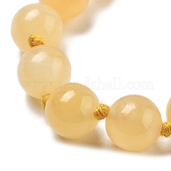 10mm Round Natural Yellow Jade Beaded Necklaces&nbsp;NJEW-F327-02B-04
