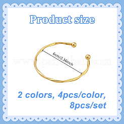 8Pcs 2 Colors Alloy Open Cuff Bangles&nbsp;BJEW-GO0002-26
