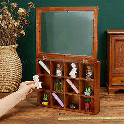 12-Compartment Wooden Storage Box with Clear Lid&nbsp;AJEW-WH0643-012