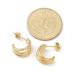 304 Stainless Steel Triple C-Shaped Stud Earrings for Women&nbsp;EJEW-C096-68G-01