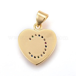 Brass Micro Pave Cubic Zirconia Pendants&nbsp;ZIRC-F093-57G-C