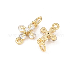 Brass Pave Clear Cubic Zirconia Cross Links Connector Charms&nbsp;KK-G544-16G