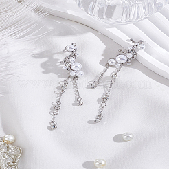 1Pair Alloy Rhinestone Tassel Cuff Earrings&nbsp;EJEW-LP0012-19
