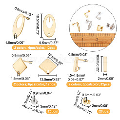 36Pcs 3 Style 304 Stainless Steel Stud Earring Findings&nbsp;STAS-CA0001-42