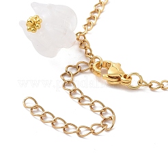 Acrylic Leaf & Flower & Plastic Pearl Charm Bracelet&nbsp;BJEW-JB09077