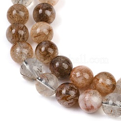 Natural Black Gold Rutilated Quartz Beads Strands&nbsp;G-H093-B03-10mm