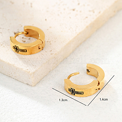 Minimalist Hip-hop Style Cross 201 Stainless Steel Hoop Earrings&nbsp;YA3069