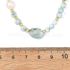 Natural Larimar Beaded Necklaces&nbsp;NJEW-JN06654