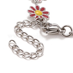 Enamel Daisy Link Chains Bracelet&nbsp;BJEW-P271-01P-04