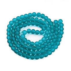 Frosted Transparent Glass Beads Strands&nbsp;X-GLAA-S031-8mm-37-01