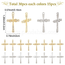 30Pcs 2 Colors Alloy Rhinestone Pendants&nbsp;FIND-YW0010-17