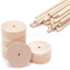 26 Sets Chinese Cherry Wood Unfinshed Wheel & Stick&nbsp;DIY-OC0004-16