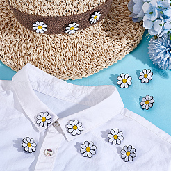 12Pcs White Daisy Enamel Pins&nbsp;JEWB-PH0001-49B
