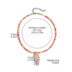 Summer Beach Natural Shell Pendant Glass Seed Beaded Necklaces for Women&nbsp;FS-WGEF253-09