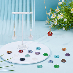 20Pcs 10 Styles Natural & Synthetic Mixed Gemstone Donut/Pi Disc Charms&nbsp;G-WR0001-06