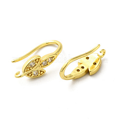 Brass Micro Pave Clear Cubic Zirconia Earring Hooks&nbsp;ZIRC-R112-04G