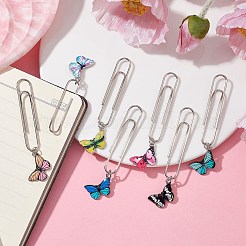 7Pcs 7 Colors Butterfly Alloy Enamel Pendant Bookmarks&nbsp;AJEW-JK00267