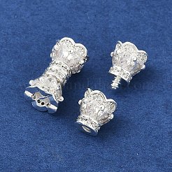 Brass Micro Pave Clear Cubic Zirconia Screw Clasps&nbsp;KK-H202-02C-S