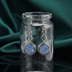 Hexagon Natural Blue Aventurine Dangle Earrings&nbsp;EJEW-K298-01P-07