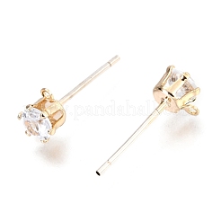 Brass Micro Pave Clear Cubic Zirconia Stud Earring Findings&nbsp;ZIRC-H116-06B-G