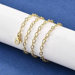 Brass Textured Cable Chain Necklaces&nbsp;NJEW-M108-34G