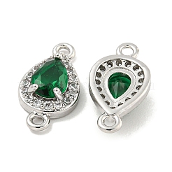 Brass Pave Clear & Green Cubic Zirconia Connector Charms&nbsp;KK-P275-46P