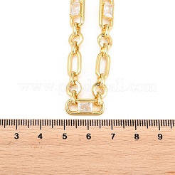 7MM Brass Pave Cubic Zirconia Figaro Chain Necklaces&nbsp;NJEW-D324-04G-06