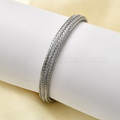 Braided 304 Stainless Steel Cuff Bangles for Women&nbsp;BJEW-A067-08P