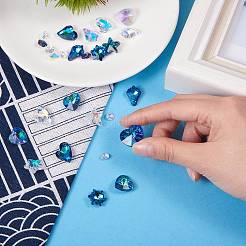 28Pcs 14 Style Faceted Glass Rhinestone Charms&nbsp;RGLA-SZ0001-02