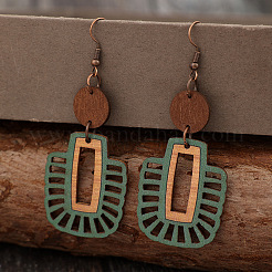 Alloy Wood Dangle Earrings&nbsp;FS-WG8CF90-01