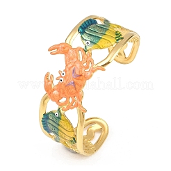 Ocaen Theme 304 Stainless Steel Enamel Cuff Bangles for Women&nbsp;BJEW-Z160-03G-02