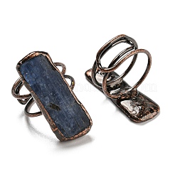 Natural Kyanite/Cyanite/Disthene Twist Rectangle Adjustable Rings&nbsp;RJEW-M157-02R