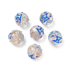 Luminous Handmade Enamel Gold Sand Glass Beads Strands&nbsp;LAMP-U004-08G
