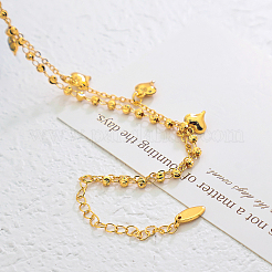 Vintage Beach Brass Heart Tassel Double Layer Chain Anklets for Women&nbsp;VK8892