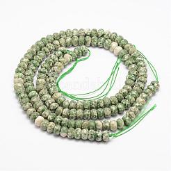Faceted Natural Green Spot Jasper Rondelle Beads Strands&nbsp;G-K090-15
