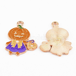 Light Gold Tone Alloy Enamel Pendants&nbsp;X-ENAM-T018-21