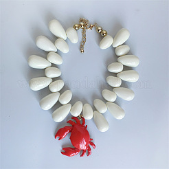 Red Crab Pendant Resin Teardrop Beaded Necklaces for Women&nbsp;FS-WG1665D-01