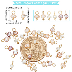 30Pcs 3 Styles Natural Cultured Freshwater Pearl Nuggets Charms&nbsp;PALLOY-PH01622