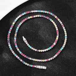 925 Sterling Silver Pave Colorful Cubic Zirconia Tennis Necklaces for Women&nbsp;NJEW-C096-01A-P01