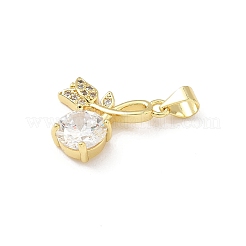 Brass Micro Pave Clear Cubic Zirconia Pendants&nbsp;KK-B141-26G