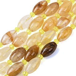 Natural Yellow Natural Yellow Hematoid Quartz/Golden Healer Quartz Beads Strands&nbsp;G-G453-C04-8x13mm