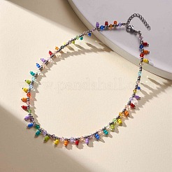 Glass Seed Beaded Charms Necklace for Women&nbsp;NJEW-JN04189