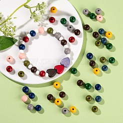 90Pcs 9 Colors Painted Natural Wood Beads&nbsp;WOOD-LS0001-30