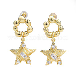 Cubic Zirconia Star Dangle Earrings&nbsp;EJEW-N011-78