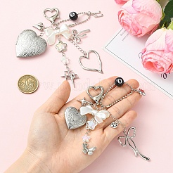 ABS Plastic Imitation Pearl & Acrylic & Alloy & 316 Stainless Steel Locket Pendant Decorations&nbsp;HJEW-YW00454-02