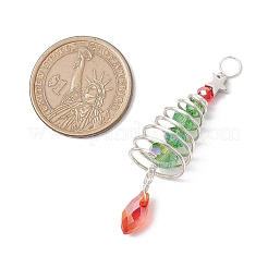 3Pcs 3 Colors Christmas Theme Copper Wired Glass Big Pendants&nbsp;PALLOY-JF02857