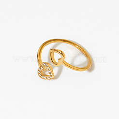 316 Surgical Stainless Steel Micro Pave Cubic Zirconia Cuff Open Rings for Women&nbsp;WGD6326-01